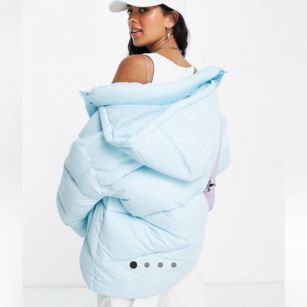 ASOS design hero oversized paneled puffer coat in blue